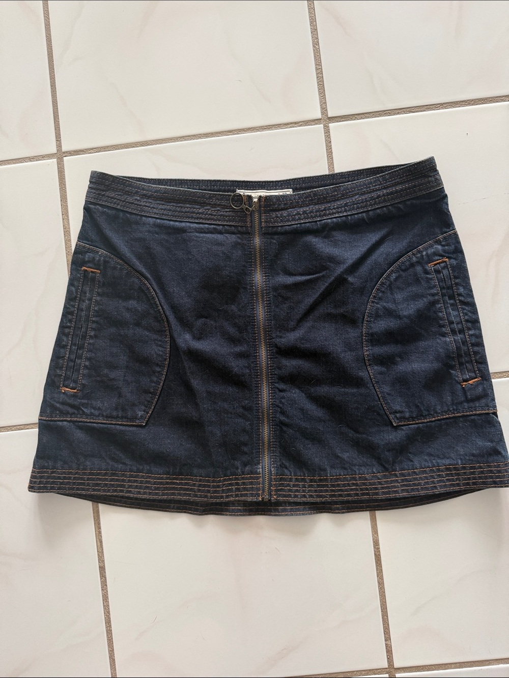 VTG Y2K Abercrombie & Fitch Front Zip Denim Mini Skirt Dark Wash  Sz 10